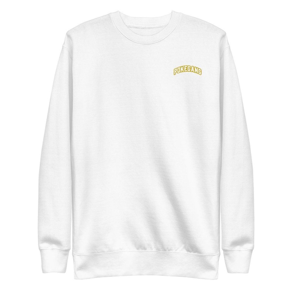 PokeGang Unisex White Long Sleeve Crew Neck Pullover Tightly Knit Sweatshirt